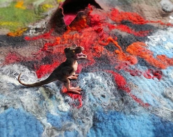 Nuno Felted Volcano Playmat, Toys for Introverts Wool Felt Playmat, Steiner Toy, Waldorf Toy, Season's Table