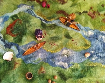 Made-to-Order XXL Hand Felted Playmat Including Gnomes, Steiner Toy, Waldorf Toy, Season's Table Decoration