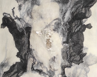 Felted Wool Wall Art: 40" Abstract Fiber Art