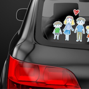 Family Car Sticker, Mom Dad Kids Car Window Sticker, Waterproof Color Vinyl Decal, Sticker for Car Window Laptop, Parent and Kids Sticker