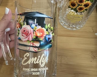 Personalized Graduation Beer Mug: Class of 2025, College Grad Gift