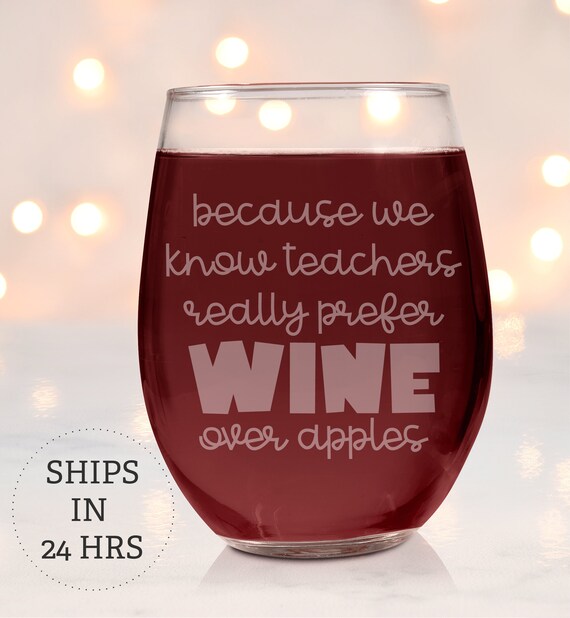 Personalised Engraved Wine Glass – 12oz Clear Glass, Custom Teacher Gift With Gift Box