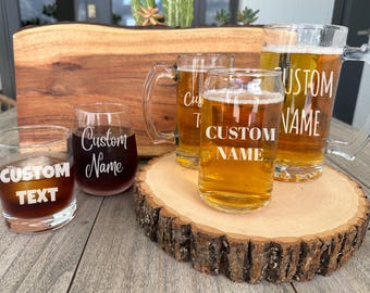 Personalized Engraved Wine Glass, Custom Text Whiskey Glass