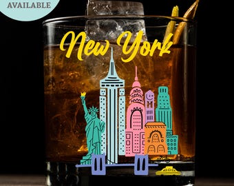 Personalized New York State Glass, Whiskey, Beer & Wine Glassware