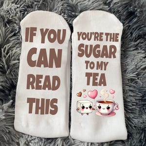 Bring Me Tea Funny Socks – If You Can Read This Bring Me Tea – Cute Socks for Tea Lovers – Funny Socks for Boyfriend Girlfriend Anniversary