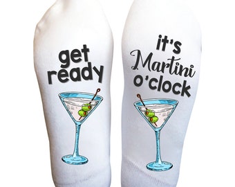 Martini O’clock Socks, Birthday Gift, Mexican Drink, Funny Women’s Accessories, Men’s Socks