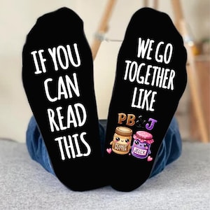 Funny Socks, Valentine&#39;s Socks, Peanut Butter and Jelly Funny Gifts, Socks for Men and Women, Stocking Stuffers for Teens