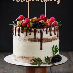 Anniversary Cake Topper, Wooden Cake Topper