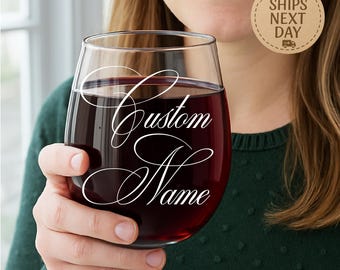 Personalized Stemless Wine Glass, Customized Wine Glasses, Gift for Her, Wedding, Bridesmaids