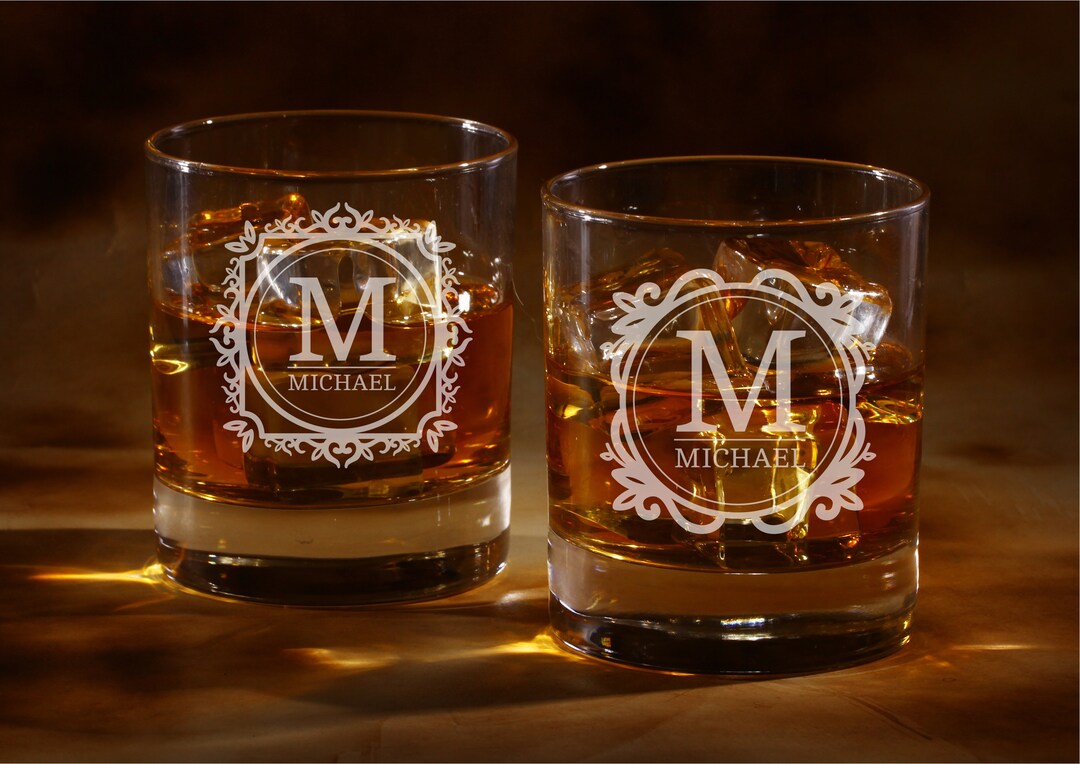 Monogram Engraved Whiskey Glass, Whiskey Engraved Glass, Old Fashioned Glass, Custom Name Glass ...
