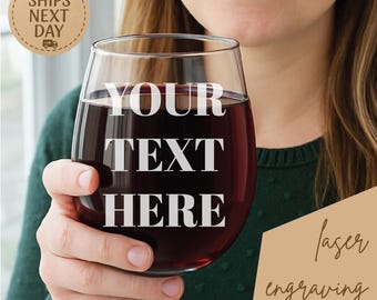 Custom Engraved Stemless Wine Glass – Personalized Name Gift