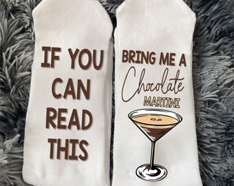 Chocolate Martini Socks, Cocktail Gifts, Socks for Men and Women