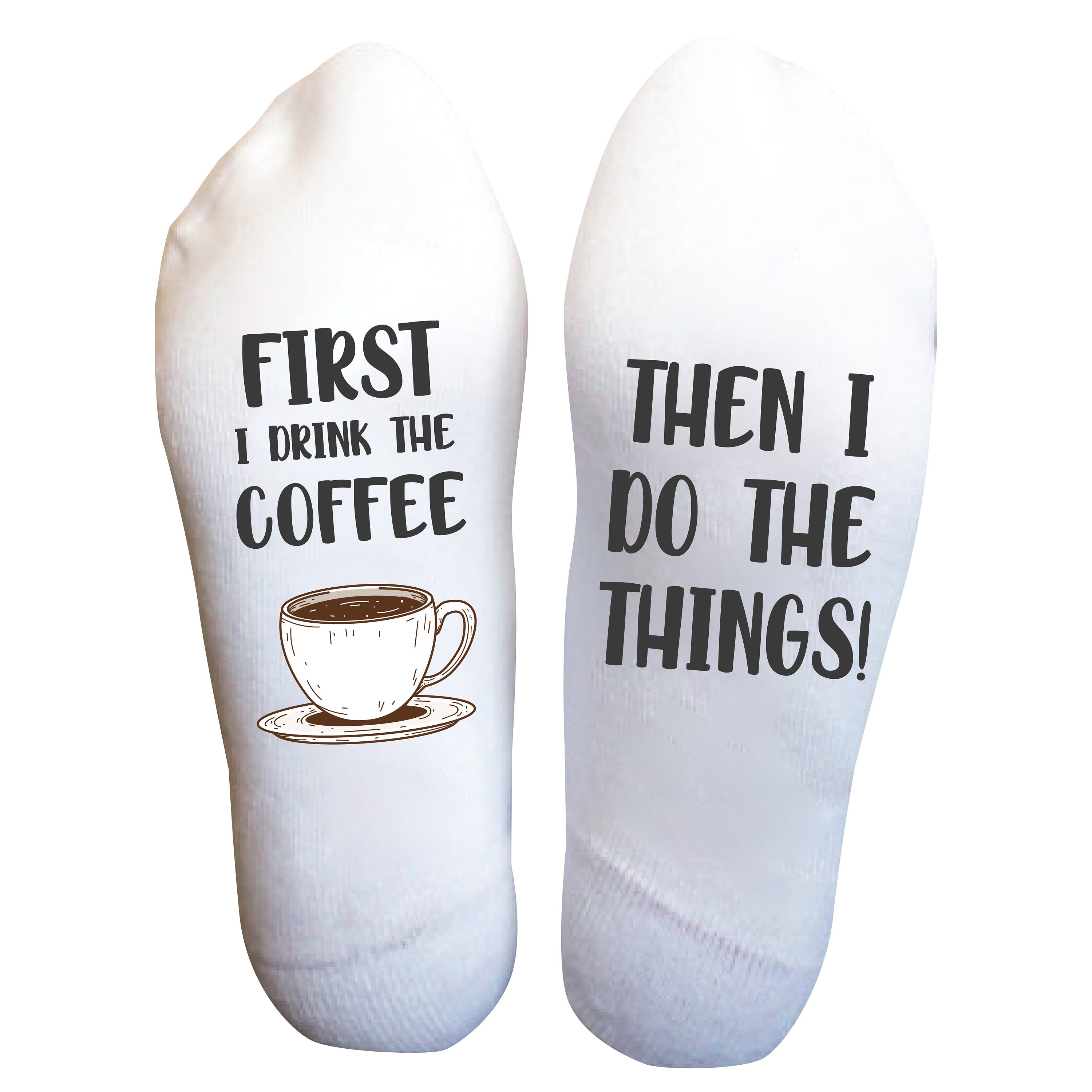 I Drink Coffee For Your Protection Funny Socks Blue and Brown