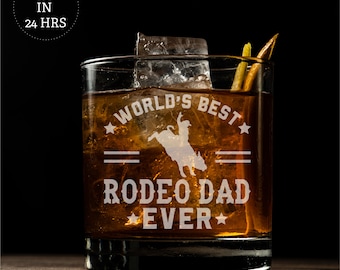 Dad Whiskey Glass, Whiskey Engraved Glass, Rodeo Gifts