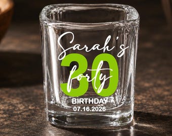 Square Shot Glasses, Tequila Birthday Party Shot Glass, Personalized Girls Party Glass, Thirty Birthday Gift, Weekend Pool Party Glasses