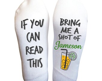 Bring me a Shot of Jameson Socks, Funny Socks for Men and Women, Martini Gifts