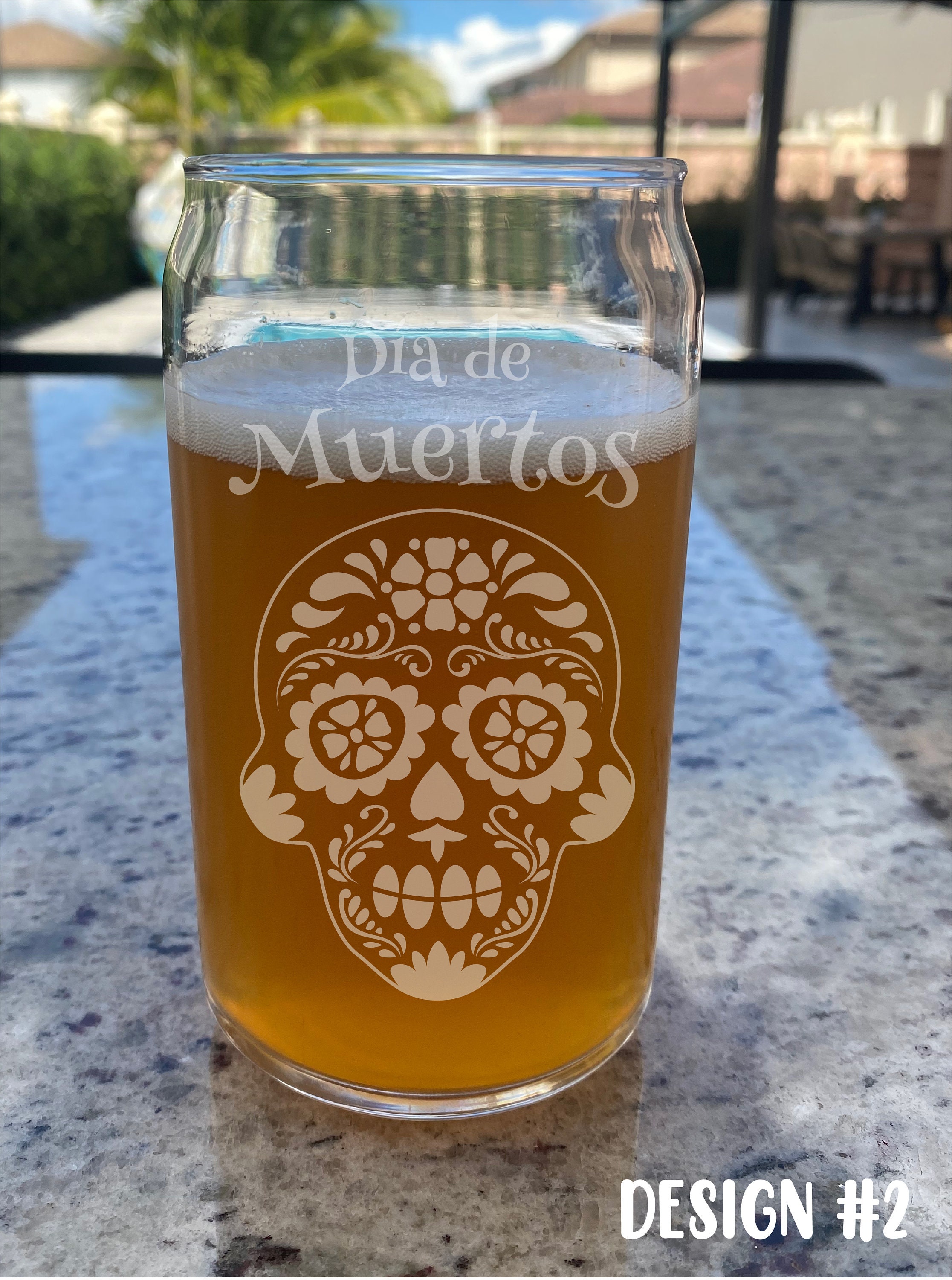 Dia De Los Muertos Beer Glass Mexico Beer Can Glass Engraved 