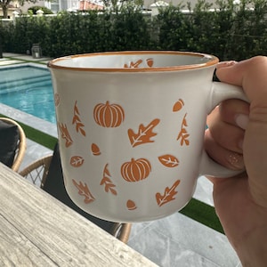 Pumpkin Leaf Acorn Mug, Fall Thanksgiving Cup