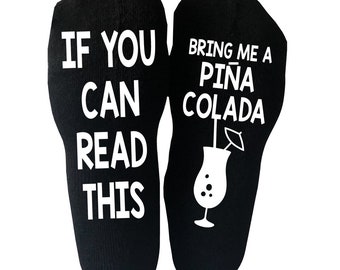Piña Colada Socks, Black Socks, Birthday Gift Christmas Party Margarita Drinks Socks Bring me Socks Custom Design