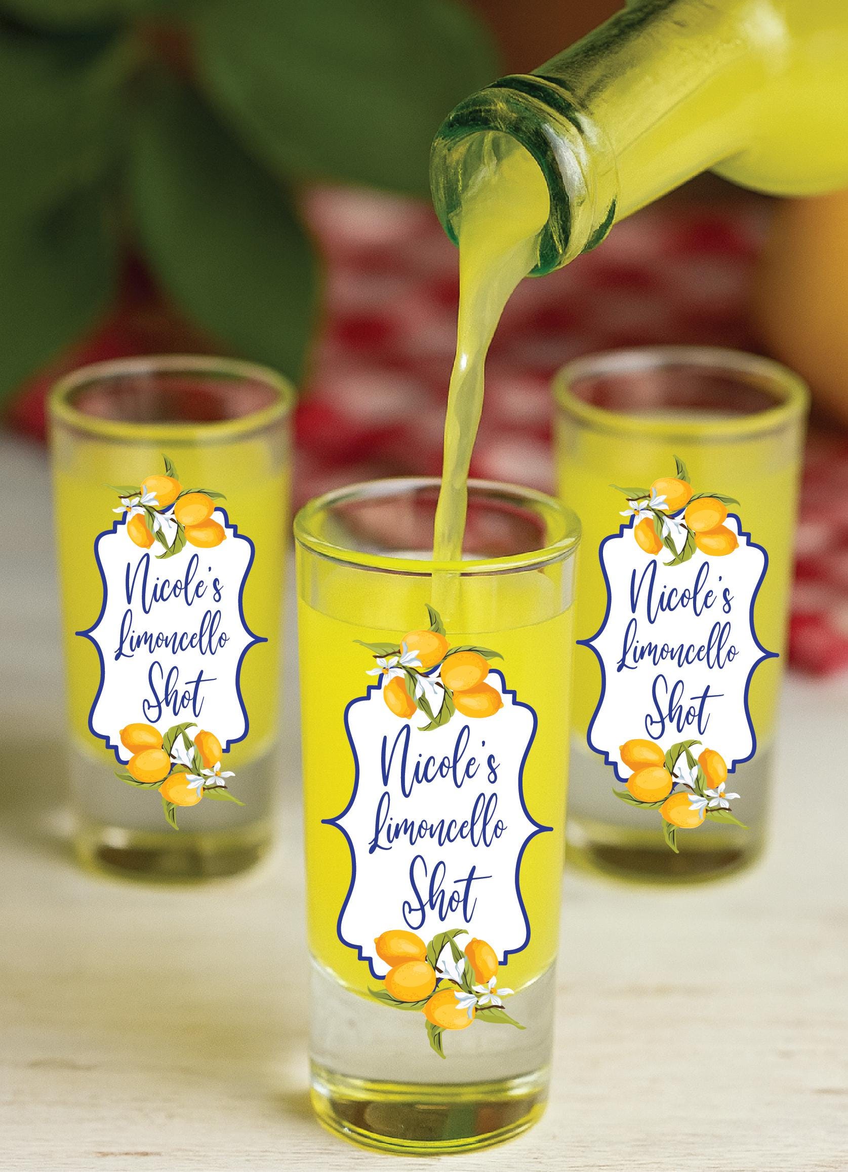 Personalized Limoncello Shot Glass, Italy Souvenir, Printed Lemon Design