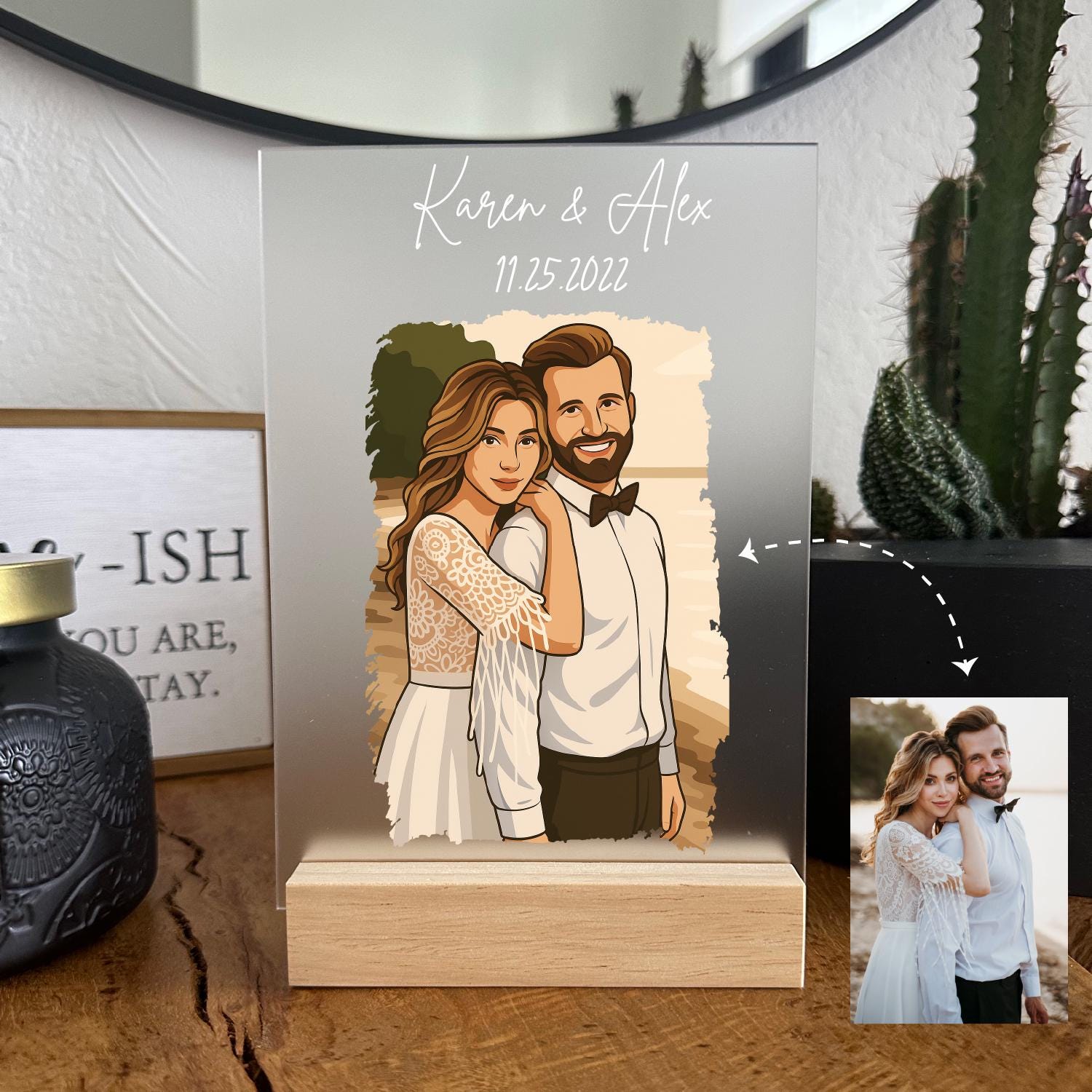 Personalized Cartoon Couple Custom Shaped Acrylic Plaque, Gift For