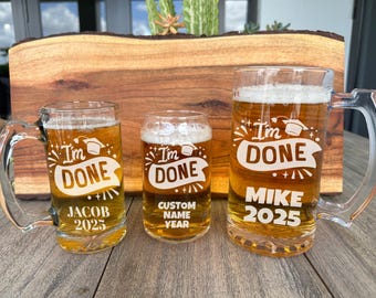 Personalized Graduation Beer Mug, Funny College Grad Gift