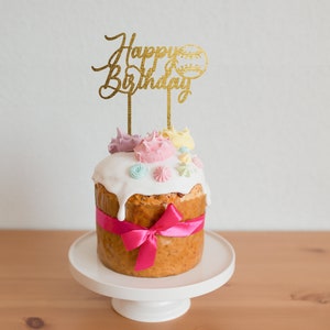 Happy Birthday Cake Topper, Wooden Cake Topper