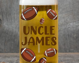 Personalized Football Beer Glass, Custom Sports Fan Gift, Football Gift for Dad, Uncle Football Gift, Gift For Football Sports Fan
