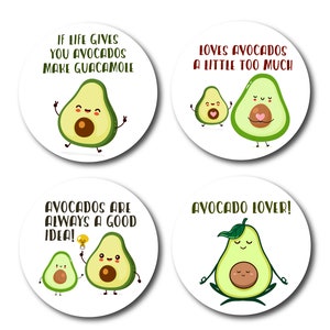 Avocado Coasters Set, Funny Guacamole Designs, Wood Protection