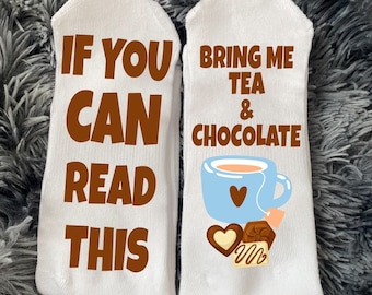 Tea and Chocolate Socks: Funny Novelty Crew Socks Gift