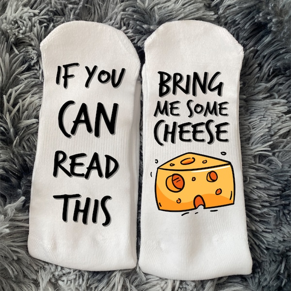 Bring me Cheese Socks, Birthday Gift, Food Funny Socks, Soda Custom Design, If you can Read This, Unisex Socks