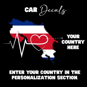 Costa Rica Heartbeat Car Decal, Bumper Sticker for Her Gift for Him, Your Country Car Decals, Pura vida Flag Sticker, Waterproof Auto Decals