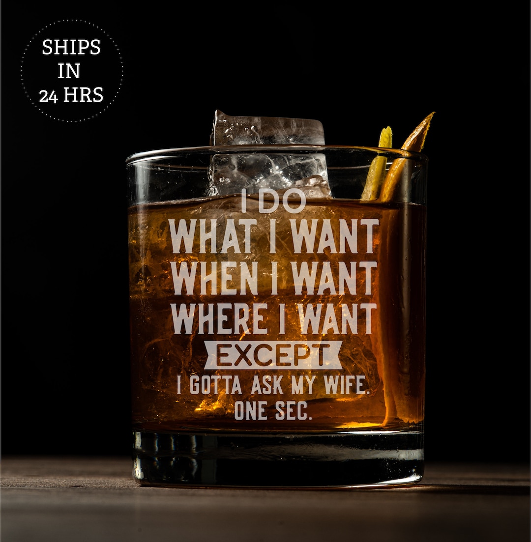 Men's Whiskey Glass, Husband Engraved Glass, Old Fashioned Bourbon