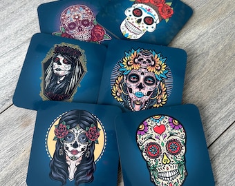 Sugar Skull Coasters: Custom Mexican Party Decor