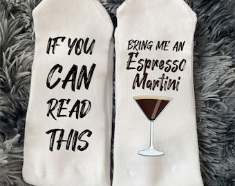 Espresso Martini Socks, Socks for Women and Men, Novelty Funny Socks, Personalized Gifts