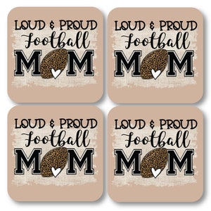 Football Mom Coasters, Proud Baseball Mom, Wood Protection Set
