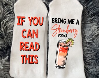Bring Me a Strawberry Vodka Socks, Funny Birthday Gift, Vodka Socks, Men’s Women’s Socks