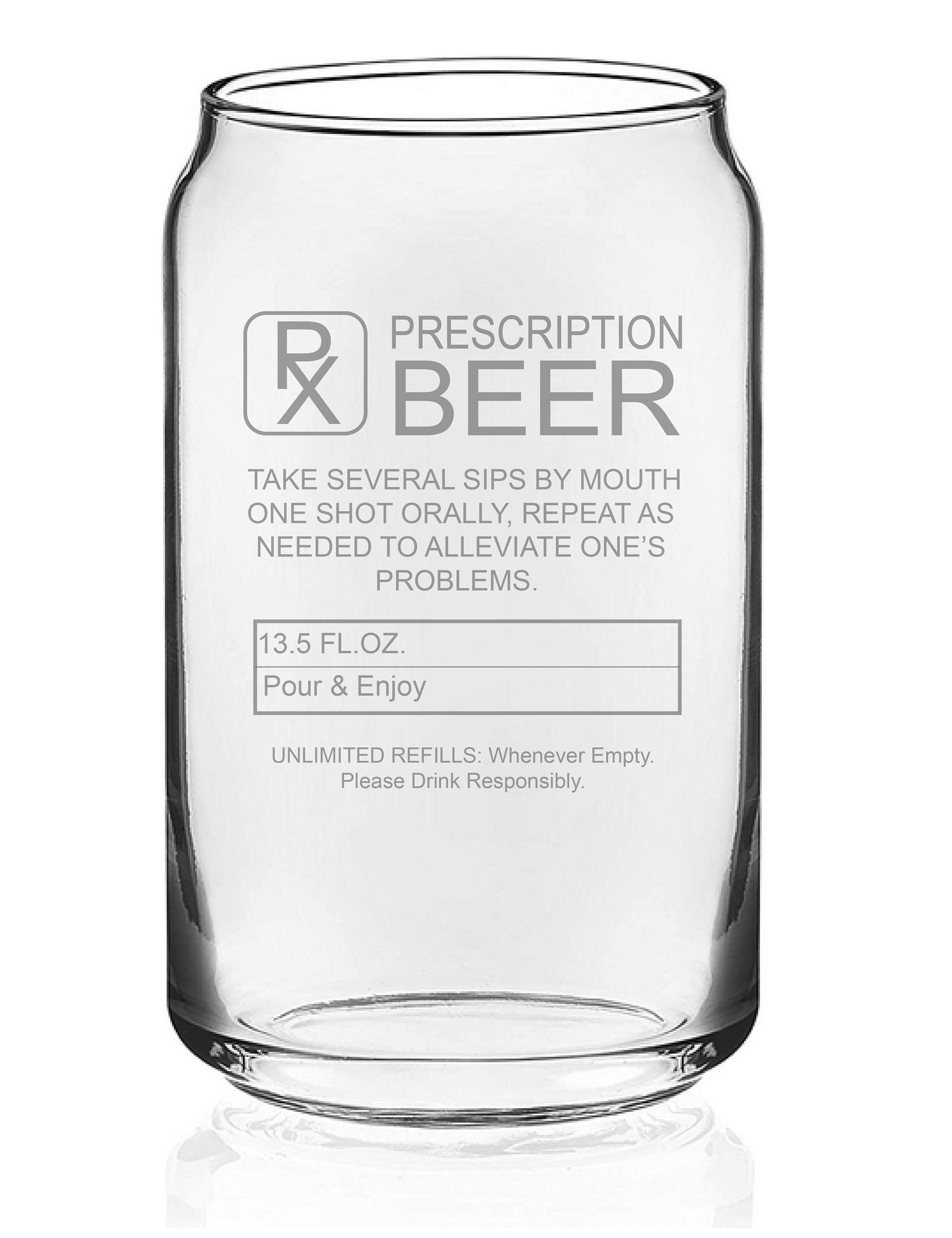 Prescription Beer Glass Beer Can Glass Engraved 16oz Custom Etsy