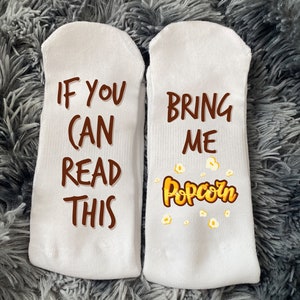 Bring Me Popcorn Socks, Socks for Men, Women Accessories, If You Can Read This, Pizza Burger Cupcake Socks