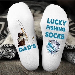 Dad’s Lucky Fishing Socks, Fishing Socks, Dad Lucky Socks, Personalized Fishing Socks