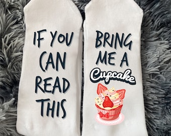 Funny Cupcake Socks, Gifts for Women, If You Can Read This Socks