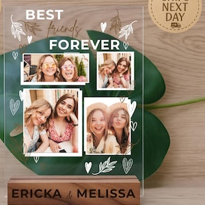 Best Friend Gift Personalized Photo Frame, Custom Acrylic Plaque, Friendship Picture Collage, Birthday Gift for Bestie