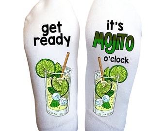 Mojito Funny Socks, Birthday Gift, Summer Drink, Funny Women’s Accessories, Men’s Socks