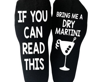 Bring Me Dry Martini Socks, Black Socks, Birthday Gift Christmas Party Drinks Socks Martini Socks Custom Design