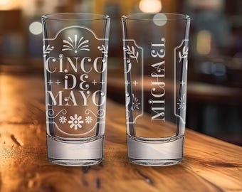 Engraved Tequila Shot Glass, Cinco de Mayo, Personalized Mexican Wedding Favor