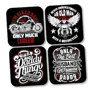 Biker Dad Coasters, Motorcycle Coasters for Drinks