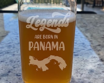 Panama Engraved Beer Glass Can, Custom Country Map Cup