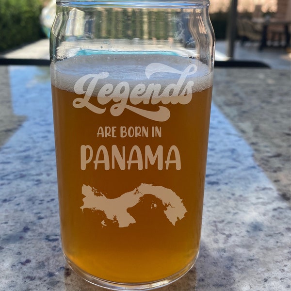 Panama Engraved Beer Glass Can, Custom Country Map Cup