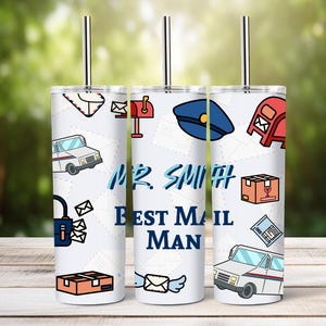 Vaso de trabajador postal personalizado, taza de 20 oz con pajita para cartero, taza de viaje para cartero, taza para cartero, regalos de oficina de correos