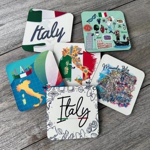 Italy Flag Coasters, Italy Map Coasters for Table, Carnaval Birthday Party, Chistmas Gift